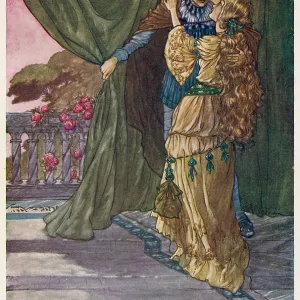 Romeo and Juliet in an Embrace Behind Curtains Romeo and Juliet in an Embrace Behind Curtains