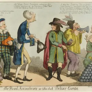 Satirical cartoon, The Rival Accoucheurs Satirical cartoon, The Rival Accoucheurs