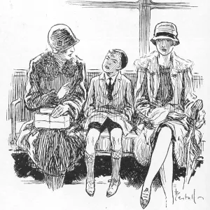 A scene on a bus, by A. E. Bestall A scene on a bus, by A. E. Bestall