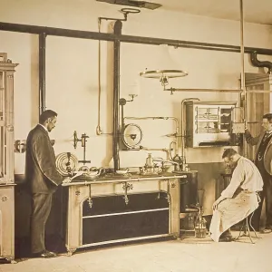 Scientist & police inspectors working in forensic laboratory Scientist & police inspectors working in forensic laboratory