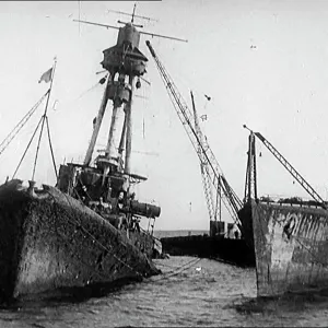 Scuttled German Ships Sitting At Heligoland