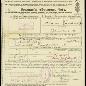 SEAMAN'S ALLOTMENT NOTE SEAMAN'S ALLOTMENT NOTE
