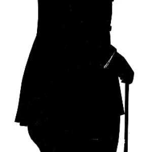 Silhouette of a figure in riding gear Silhouette of a figure in riding gear
