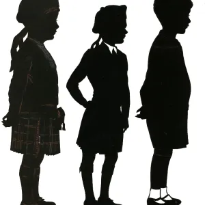 Silhouettes of three children Silhouettes of three children