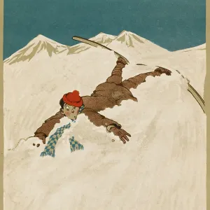 Skier falls in the Alps, WW1 Skier falls in the Alps, WW1
