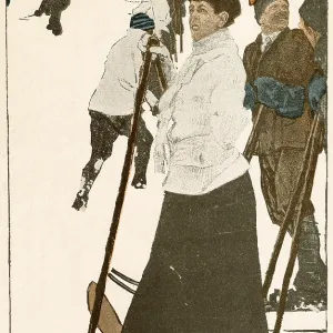 SKIERS ON THE PISTE 1910
