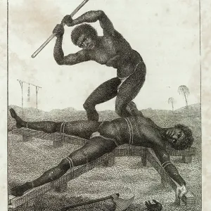 A slave named Neptune being broken on the rack A slave named Neptune being broken on the rack