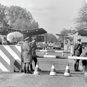 Soldiers at a checkpoint, East Berlin, Germany Soldiers at a checkpoint, East Berlin, Germany
