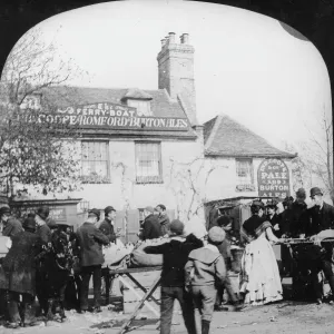 Stalls outside The Ferry Boat pub, 1880s Stalls outside The Ferry Boat pub, 1880s