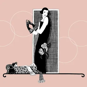 Stylish 1920s Lady on blush pink background Stylish 1920s Lady on blush pink background