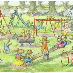 Teddy Bear's Playtime - teddies on see-saw, swings, slide e Teddy Bear's Playtime - teddies on see-saw, swings, slide e