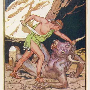 THESEUS SLAYS MINOTAUR THESEUS SLAYS MINOTAUR