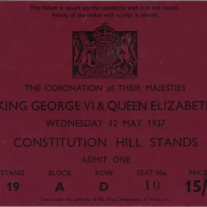 Ticket to The Coronation of King George VI Ticket to The Coronation of King George VI