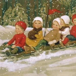 Tobogganing fun in Winter