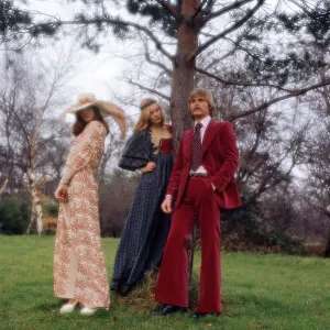 Trio of retro models in evening attire Trio of retro models in evening attire