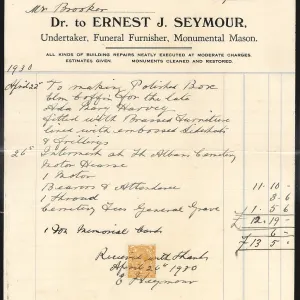 Undertaker's invoice, revised account Undertaker's invoice, revised account