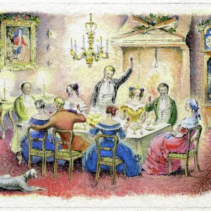 Victorian family sitting at the dining table Victorian family sitting at the dining table