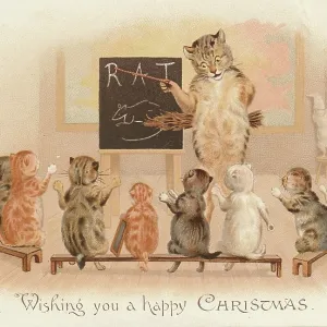 Victorian Greeting Card - The Cat School Victorian Greeting Card - The Cat School