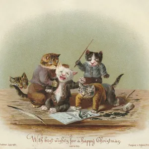 Victorian Greeting Card - Kittens Playing Victorian Greeting Card - Kittens Playing