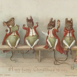 Victorian Greeting Card - Mice Musicians Victorian Greeting Card - Mice Musicians