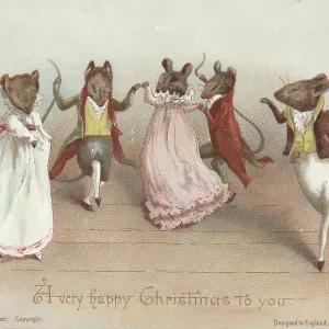 Victorian Greeting Card - The Mouse Ball Victorian Greeting Card - The Mouse Ball