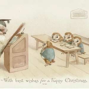 Victorian Greeting Card - Owl School Victorian Greeting Card - Owl School
