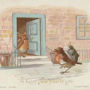 Victorian Greeting Card - Robin Christmas Postman Victorian Greeting Card - Robin Christmas Postman