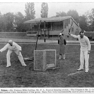 Vigoro - Eustace Miles batting - Mr. Rawson wicket-keeper Vigoro - Eustace Miles batting - Mr. Rawson wicket-keeper
