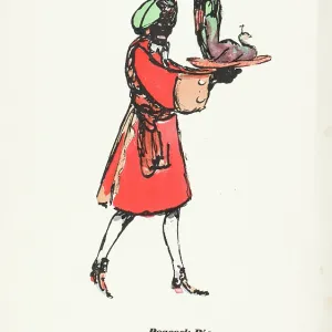Walter de la Mare drawing black servant with peacock Walter de la Mare drawing black servant with peacock