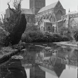 Wells Cathedral from the Swan Pool Wells Cathedral from the Swan Pool