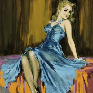 Woman in a blue dress by David Wright Woman in a blue dress by David Wright