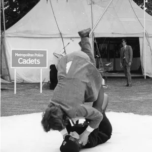 Woman police officer in self-defence exercise Woman police officer in self-defence exercise