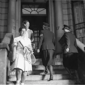 Women police officers in tennis gear, Pembridge Hall Women police officers in tennis gear, Pembridge Hall