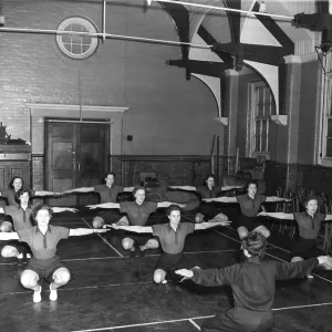 Women police officers training in a gym, London Women police officers training in a gym, London