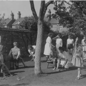 Working on patients in garden