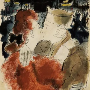 World War Two couple kissing World War Two couple kissing