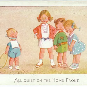 WW2 era - Comic Postcard - All quiet on the Home Front WW2 era - Comic Postcard - All quiet on the Home Front