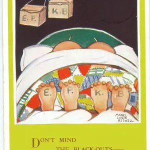 WW2 era - Comic Postcard - Don't mind the black-outs