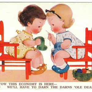 WW2 era - Comic Postcard - Now this economy is here