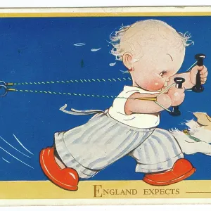 WW2 era - Comic Postcard - England expects