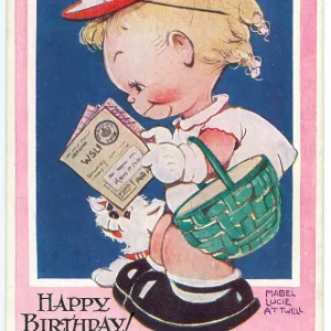 WW2 era - Comic Postcard - Happy Birthday