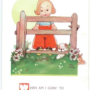 WW2 era - Comic Postcard - When am I goin to see you again