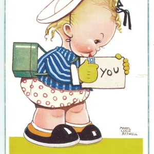 WW2 era - Comic Postcard - I'm sticking it jus for you
