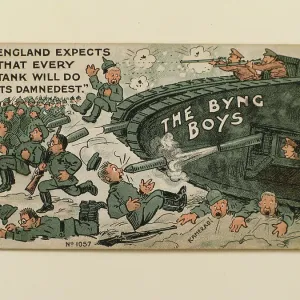 WWI postcard depicting tanks, UK WWI postcard depicting tanks, UK