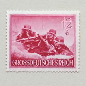 WWII German postage stamp of machine gunners WWII German postage stamp of machine gunners