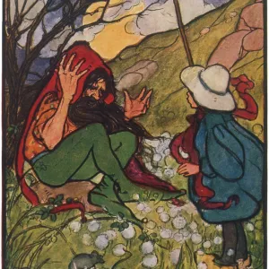 A young girl meets a troll A young girl meets a troll