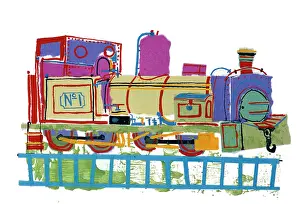 Cefyn: No 1 Train ? paper collage and paint design