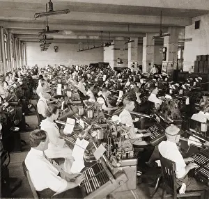 Keyboards: 100 workers setting type on monotype machines, ?