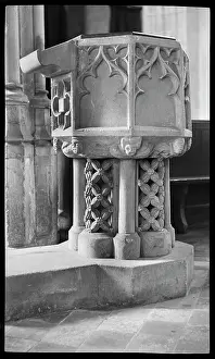 Panelled: 14th century octagonal stone font