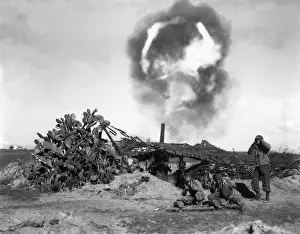 Nazi Army: A 155mm gun fired by U.S. troops in the Nettuno